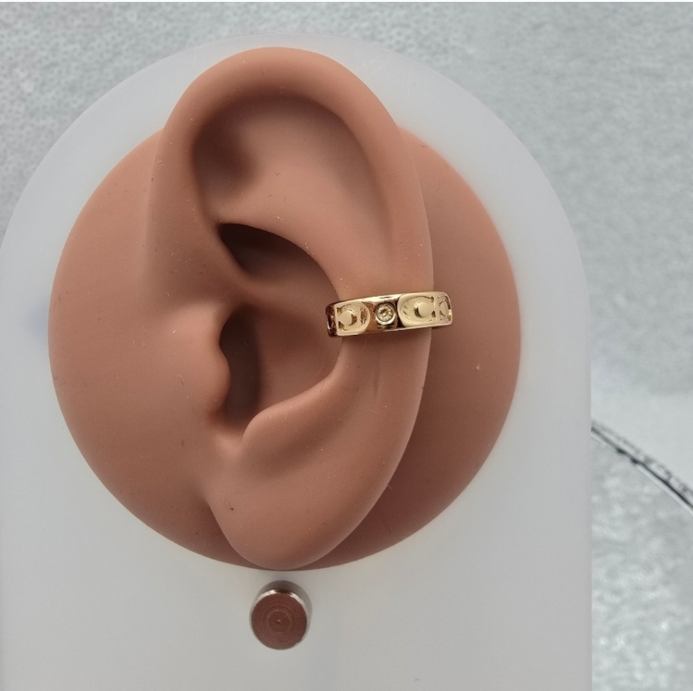 Coach Signature Kissing "C's" Ear Cuff Goldtone w Crystal Accent